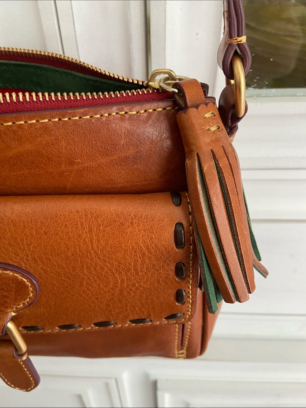 Dooney & Bourke Saddle Brown Leather Crossbody Bag - Picture 4 of 7